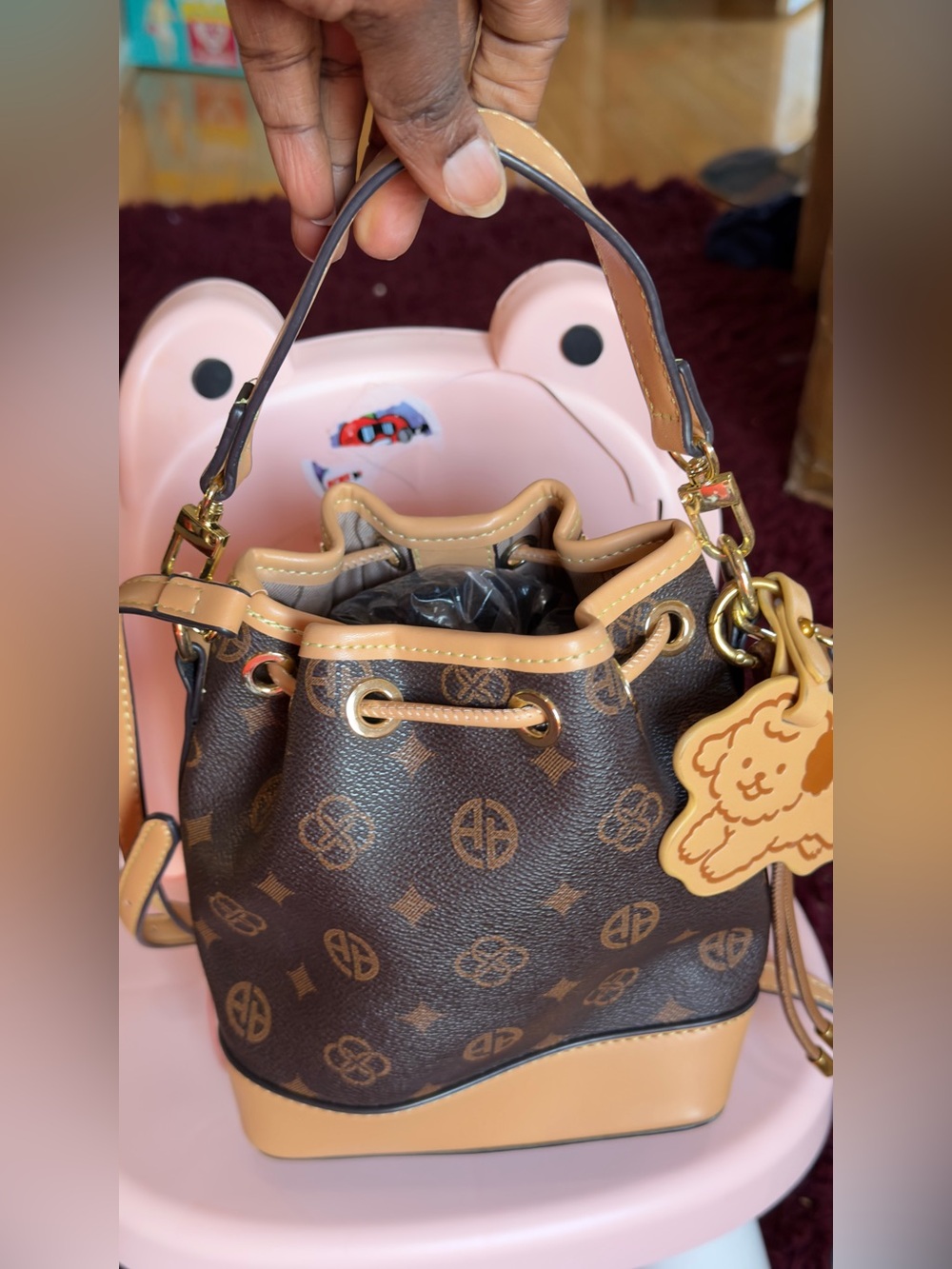 Brown Monogram Drawstring Bucket Bag - Women Bags